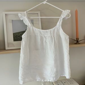 100% linen top. Size medium. White with flutter sleeves